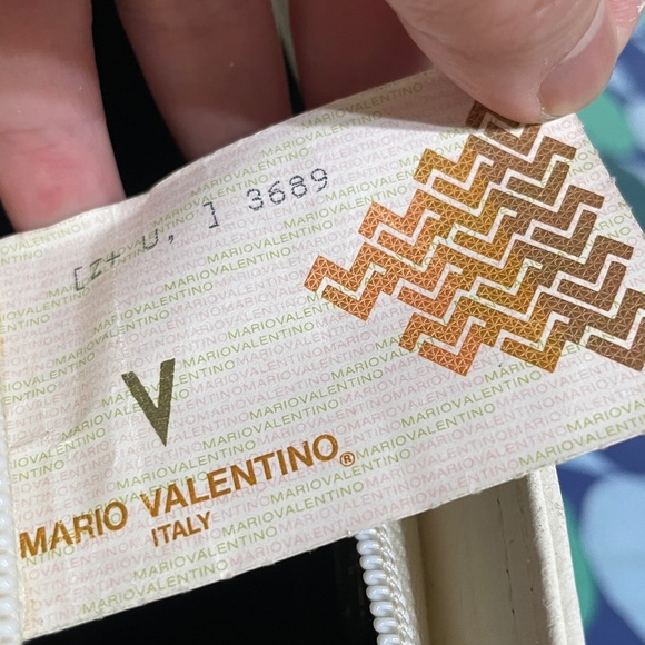 Mario Valentino White Textured Clutch with Gold Accents - Picture 12 of 15